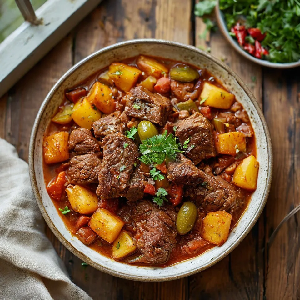 Азу из говядины с солёными огурцами